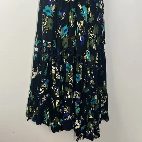 Free People Pages of Gold Maxi Dress XS Floral Crochet Cutout Full Boho Whimsi - Picture 6 of 12